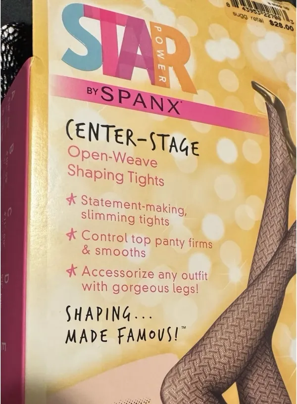 Star Power by SPANX Center Stage Open Weave Shaping Tights - NEW Size C - Image 3