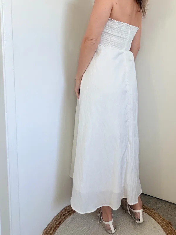 Almina Concept White Smocked Maxi Dress - Image 3