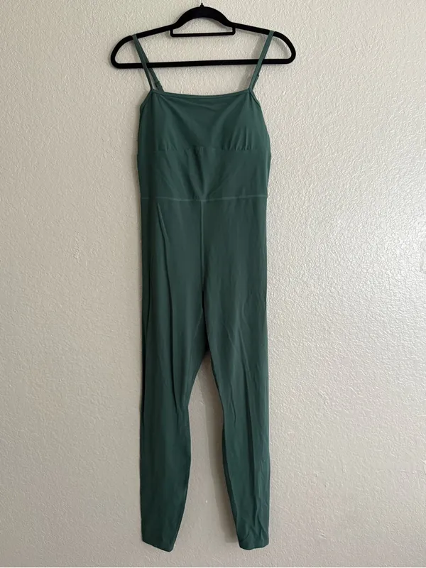 All in Motion M Green Open Back Active Jumpsuit Unitard Square Neck Workout - Image 5