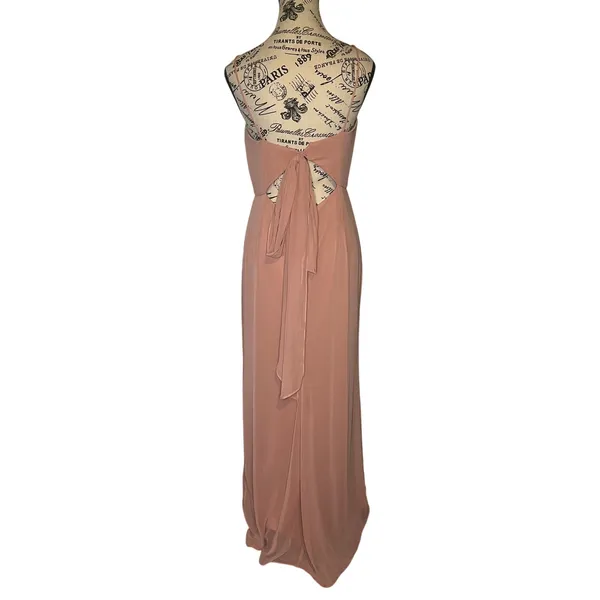 Thread Tie-Back Cutout Trumpet Bridesmaid Gown with Front Slit Desert Rose‎ EUC - Image 10
