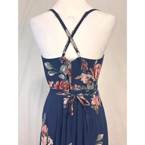 Lulus Elegantly Inclined Maxi Dress Womens S Navy Chiffon Wedding‎ Formal Prom - Image 7