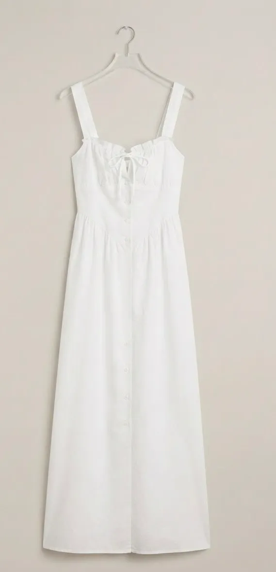 Derek Heart Women's White Midi Sundress – Sweetheart Neckline Button-Front Casual Summer Dress with Tie Detail - Image 2