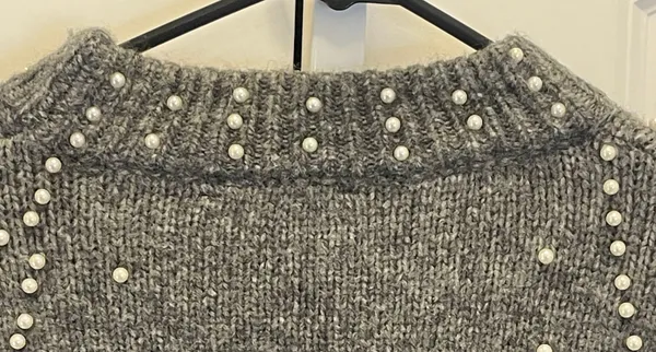 ZARA Pearl Embellished Cropped Sweater - Image 7