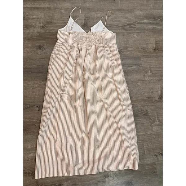 Quince‎ Stripe Organic Cotton V-Neck Strappy Sleeveless Maxi Dress w/ Pockets XL - Image 3