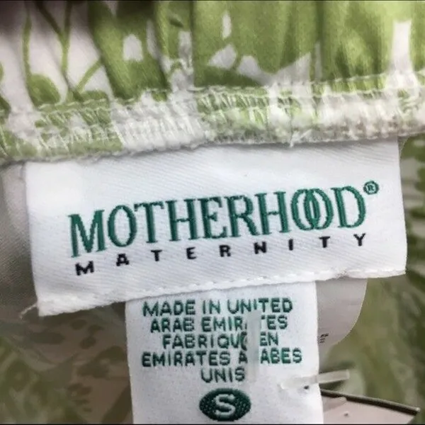 Motherhood‎ Womens Pants Size Small Maternity Green White Floral Crop NEW - Image 4