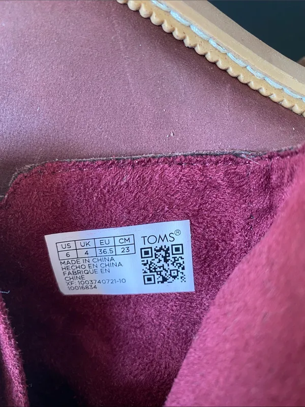 Toms Marina Leather Zip Chunky Heel Ankle Boots Plum Burgundy size 6 - Image 6
