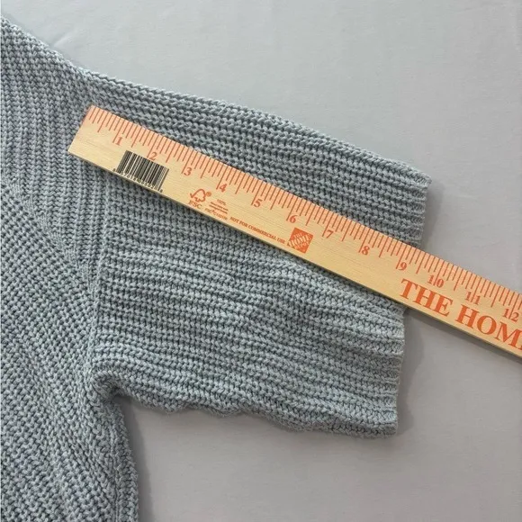 Free People Grey Ribbed Knit Cropped Short Sleeve Boxy Sweater Cotton Blend XS‎ - Image 8