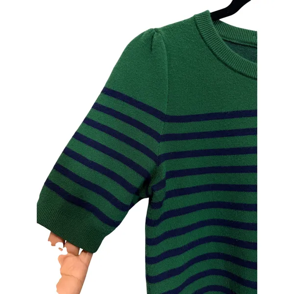 Maeve By Anthropologie Harmon Sweater Tee Green-Blue Stripes Short Sleeve Sz XS - Image 4