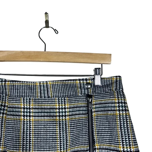 Abercrombie & Fitch Glen Plaid A-Line Mini Skirt Navy Yellow Preppy Size M - Image 2