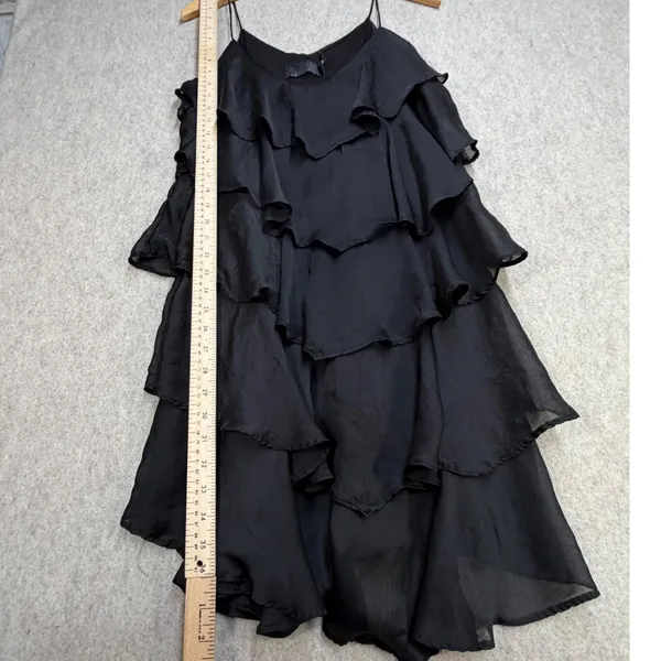 H&M Ruffle Tiered Dress Womens L Black Gothic Whimsigoth Coquette Cocktail - Image 6