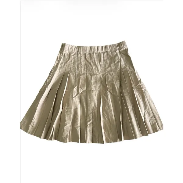 J.Crew NWT Pleated Skirt in Cotton Poplin Size 6 Washed Hazelwood Tan $178 New - Image 4
