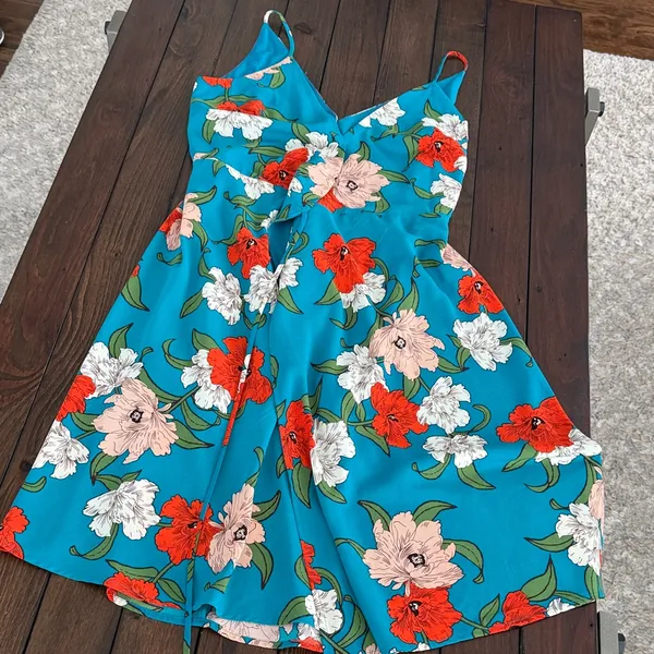 Lulus Teal Floral Wrap Midi Dress Size M - Image 11