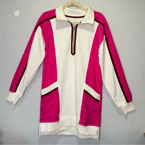 NWT Anthropologie Daily Practice Sporty Colorblock Twofer‎ Mini Dress White Pink - Image 3