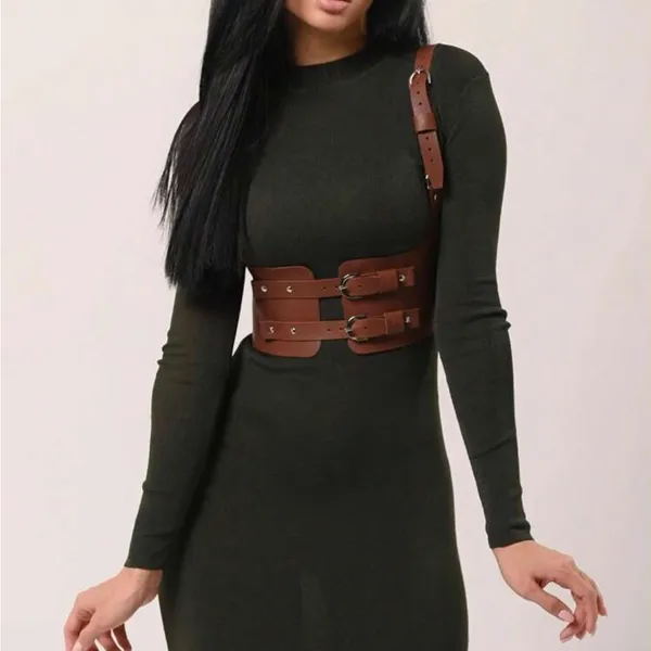 Brown Leather Harness Belt - Image 2