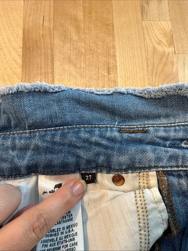 7 For All Mankind High-Rise Ankle Skinny Self Tie Raw Waistband Jeans, 27 - Image 9