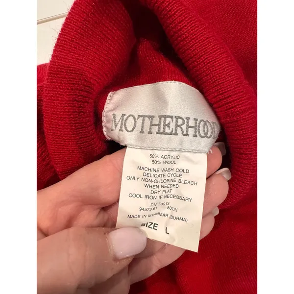 Motherhood Maternity Red Wool Turtleneck‎ Sweater Size L Christmas Holiday - Image 5