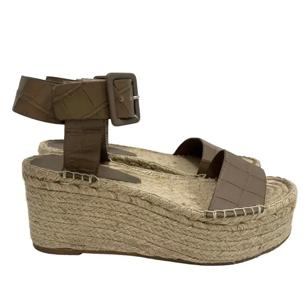 Vince Abby Croc Espadrille Platform Sandals Taupe Summer Bohemian Chic size 9 - Image 5