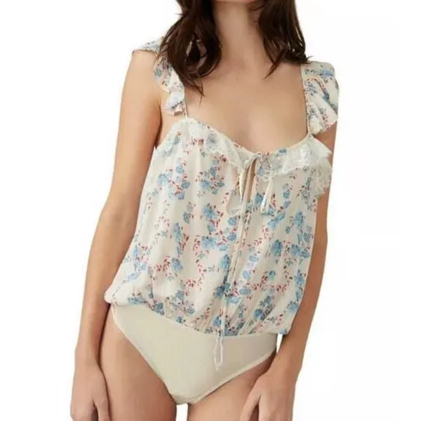 Free People Bodysuit Take It Away Floral One Piece Bodysuit in Size L - Image 2
