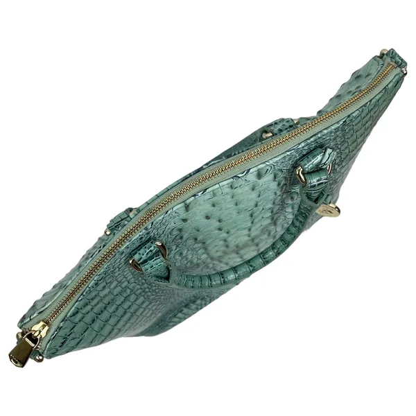 Brahmin Large Duxbury Satchel Bag Biscay Melbourne Blue Green Leather Croc - Image 10