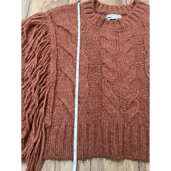 Urban Outfitters Faye Shimmer Fringe‎ Cable Knit Sweater Size M - Image 10