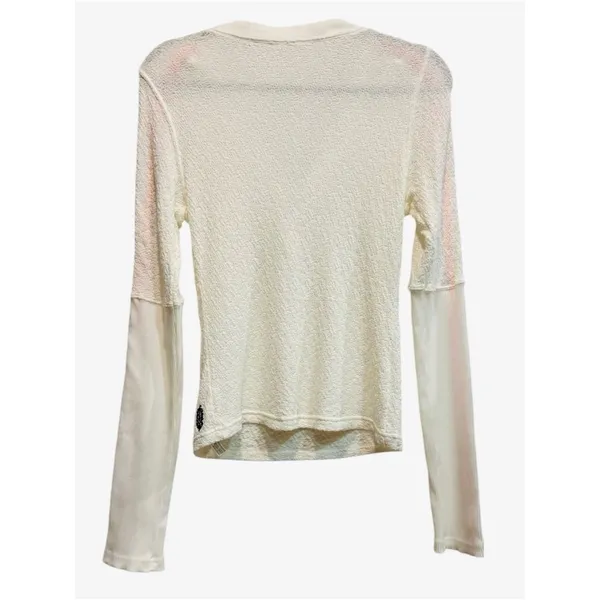FREE PEOPLE MOVEMENT RECOVERY LAYER‎ Ivory LONG SLEEVE Waffle Henley Shirt Large - Image 6