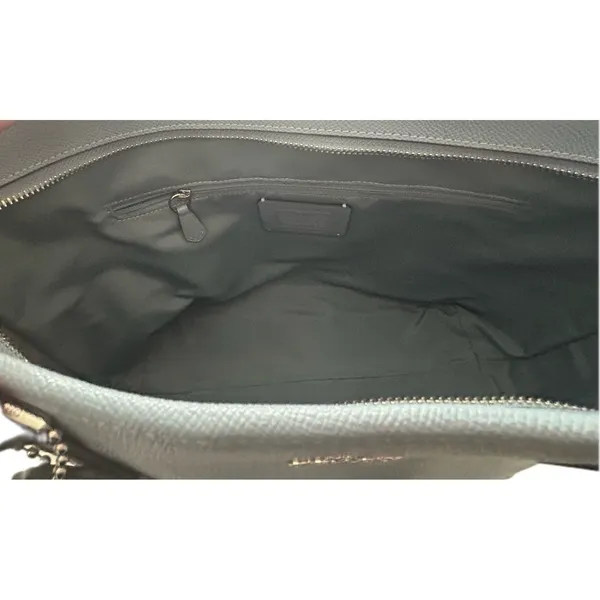 Coach Zip Top Tote Women Large Blue Excellent Crossgrain Leather F58846 - Image 6
