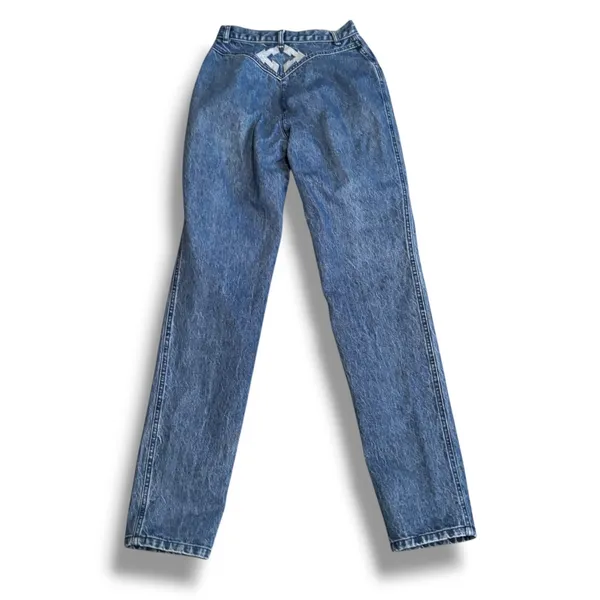 Vintage Roper High Rise Western Mom Jeans Arrow Pocket Acid Wash Long Length - Image 4