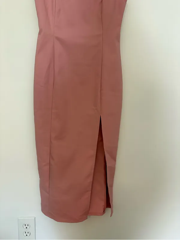 Hello Molly Chic Square Neck Midi Dress in Dusty Pink Musk Size Medium 6 NWT - Image 4