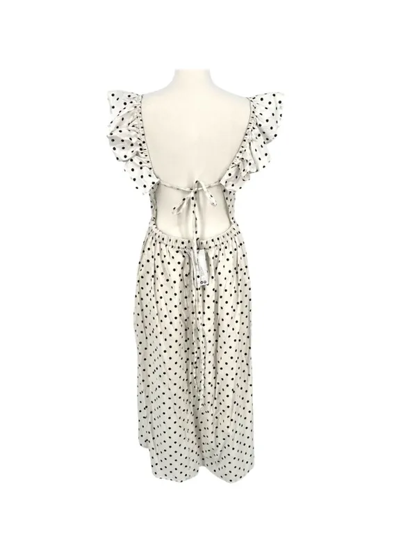 Boohoo Polka Dot Midi Dress Cottagecore French GirlmRetro Ruffle Size 8 NWT - Image 9