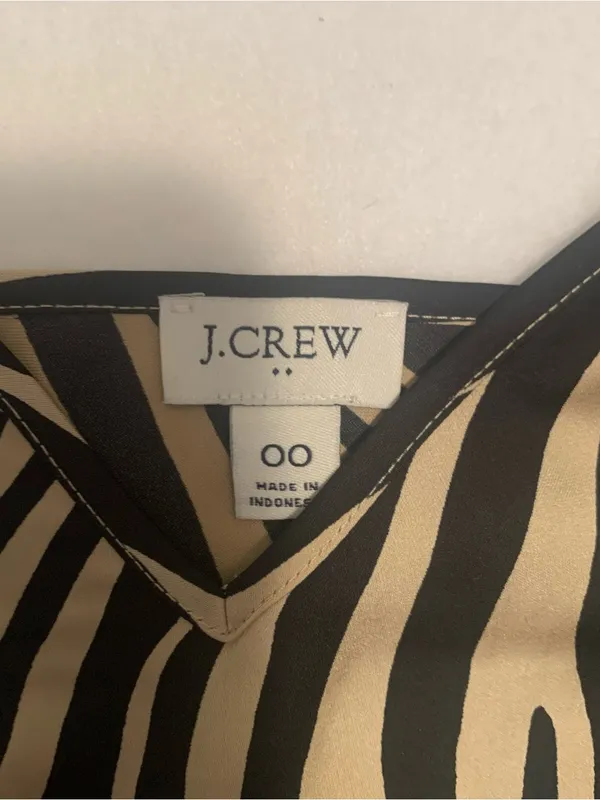 J. Crew Women's Black and Tan Zebra Print Cami Size 00 - Image 2