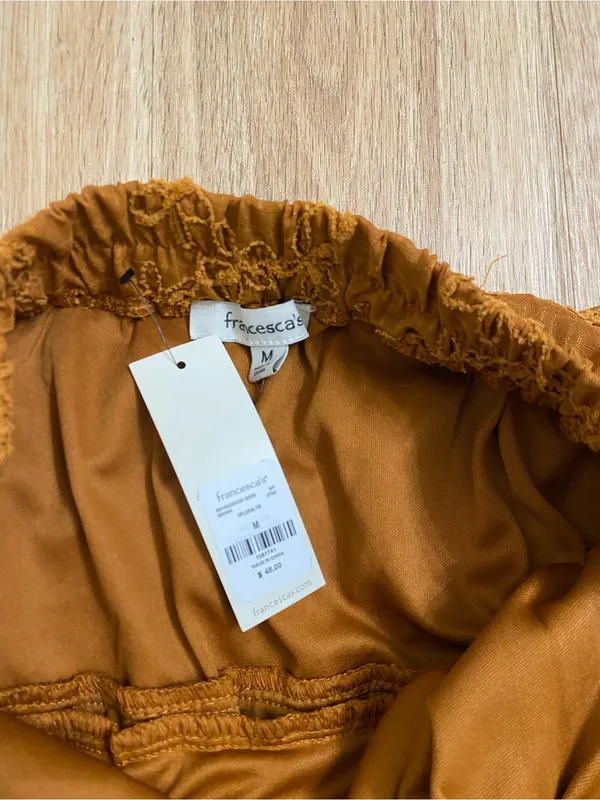 Francesca's Collections Embroidered Tiered Mini Skirt in Rust - Image 3