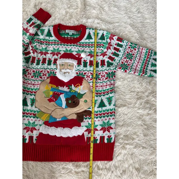 Holiday‎ Hype Ugly Christmas Sweater Santa Claus Muscle Small S - Image 5