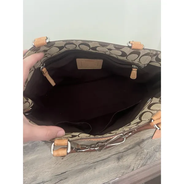Coach Hampton Satchel Women Medium Brown Monogram Canvas Y2K Preppy 8K07 - Image 10