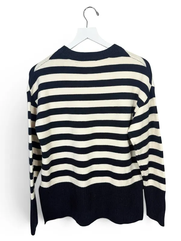 Industry Crew Navy White Stripe Long Sleeve Oversize Chunky Sweater W2368 Sz M - Image 8