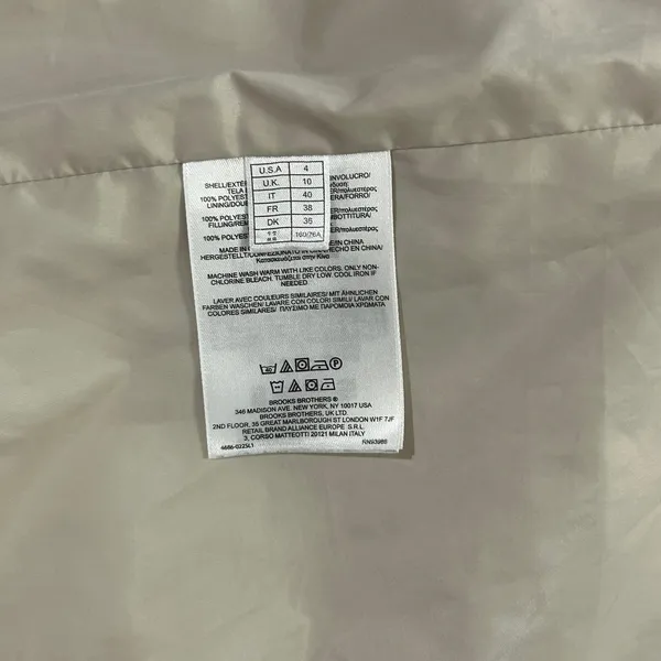 Brooks Brothers 346 Womens Cream Quilted Snap Front Jacket Beige Size 4 - Image 7
