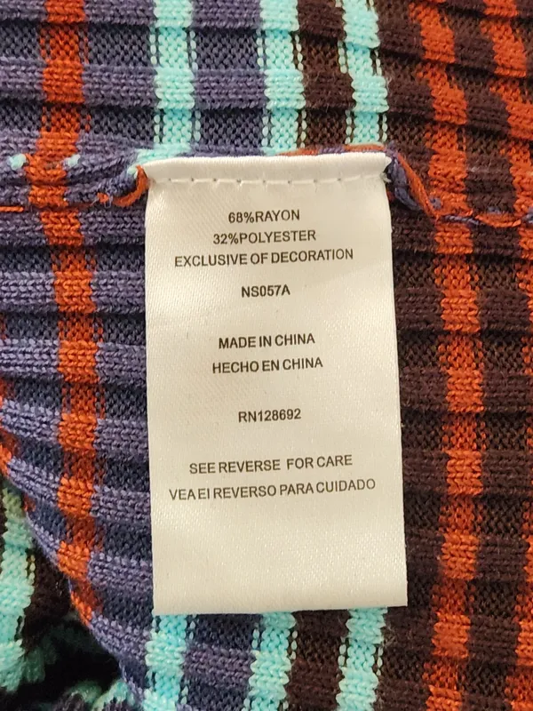 Madden NYC Multicolor Striped Ribbed Knit Crop Top Size Large - Image 9