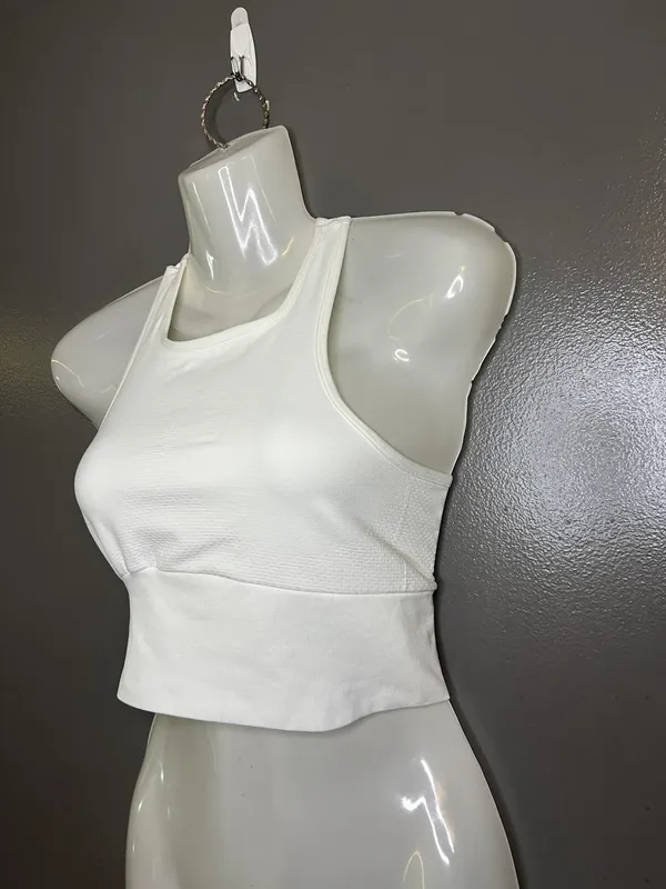 FP Movement Sports Bra Womens XS/S White Racerback Keyhole Crop Knit Stretch - Image 3