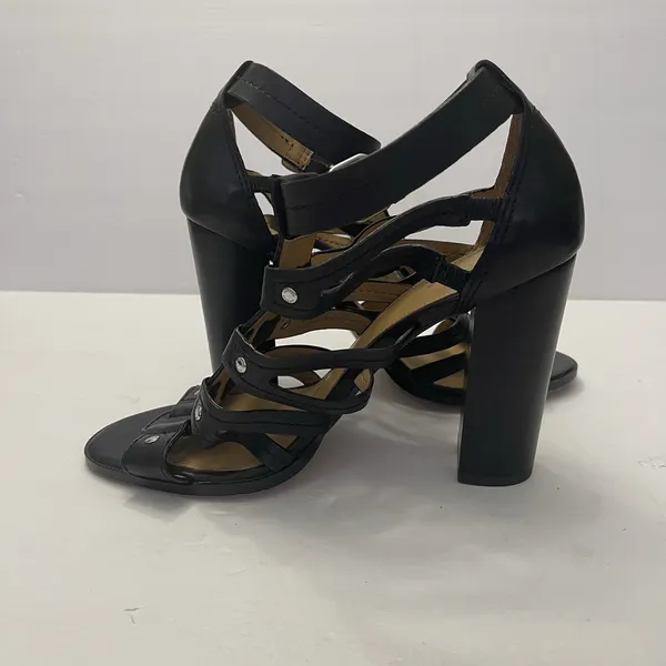 Coach Ginny‎ Gladiator Black Leather Heels Sandals Womens 9.5 B Strappy Studded - Image 6
