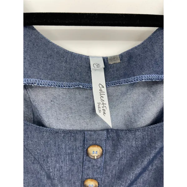 NY Collection Petite Women Mini Tank Dress Sleeveless Scoop Neck Blue PXL NEW - Image 10