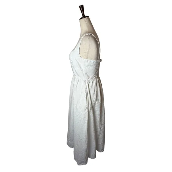 Quince European Linen Fit And Flare Midi Dress Women Small White Square Neck - Image 8