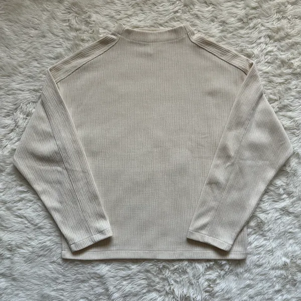 Madewell Top Striped Jacquard Funnelneck Long Sleeve Cream XS - Image 4