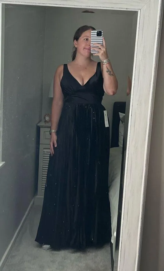 Dessiny Black satin bridesmaid’s dress - Image 2