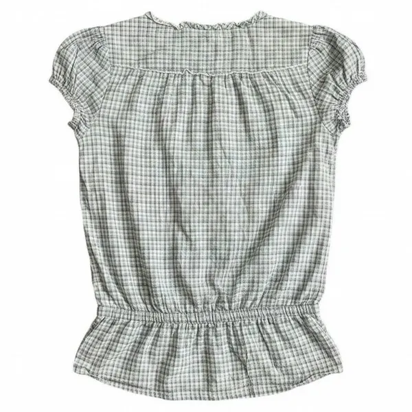 CONVERSE One Star 100% Cotton Blue Checkered Short Sleeve Top, Small - Image 4