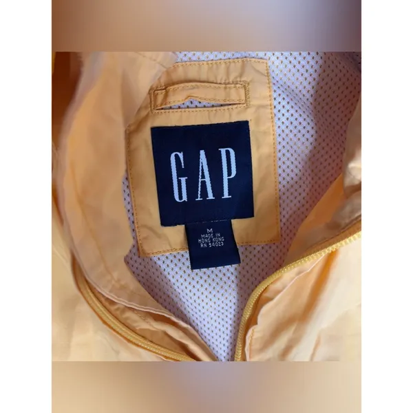 GAP Yellow Hooded Windbreaker zip up rain jacket coat size medium - Image 5