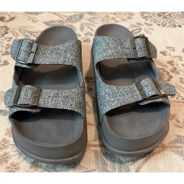 KuaiLu Women's Orthopedic Recovery Slides Gray Size 10 Double Buckle Sandals - Image 2
