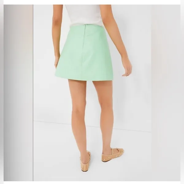 Tuckernuck Meg Mini Skirt S Mint Green Faux Leather A-Line NWT Preppy - Image 2