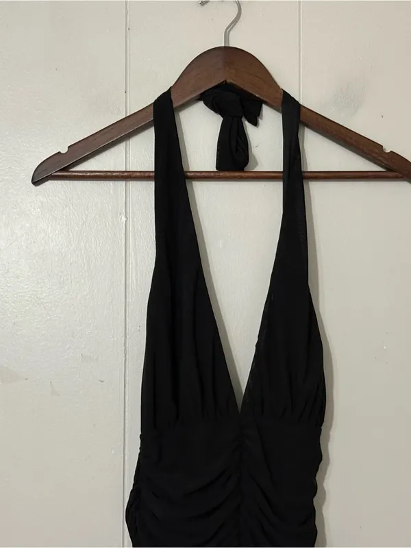 Hello Molly Black Confident Energy Halter Ruched Mini Dress Size XS New Party - Image 5