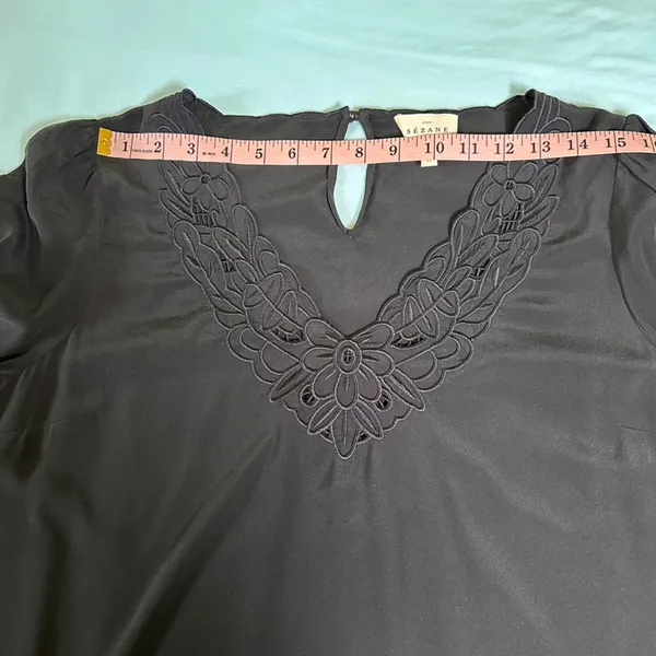 Sézane black Juliette blouse 100% silk US 8 Size M - Image 6