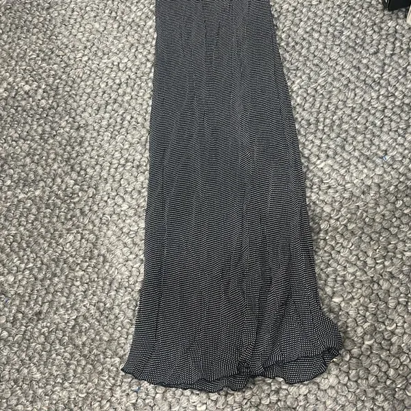 Leeloo Vintage Navy Silky Satin Polka Dot Midi Slip Dress Size Small - Image 4