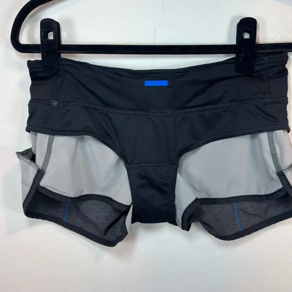 Lululemon 3" Speed Up Shorts Heathered Black / Black / Lakeside Blue Pocket Sz 4 - Image 13